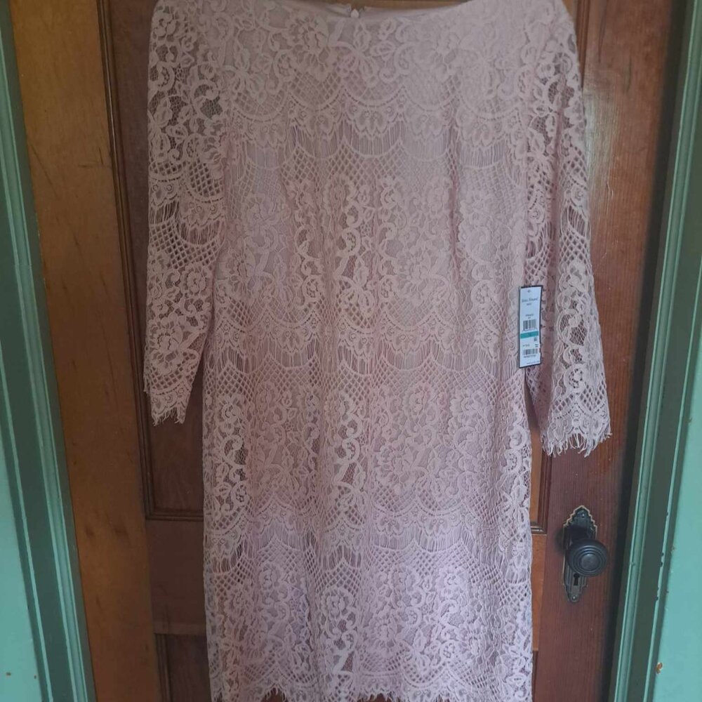 Pink Lace Knee Length Dress